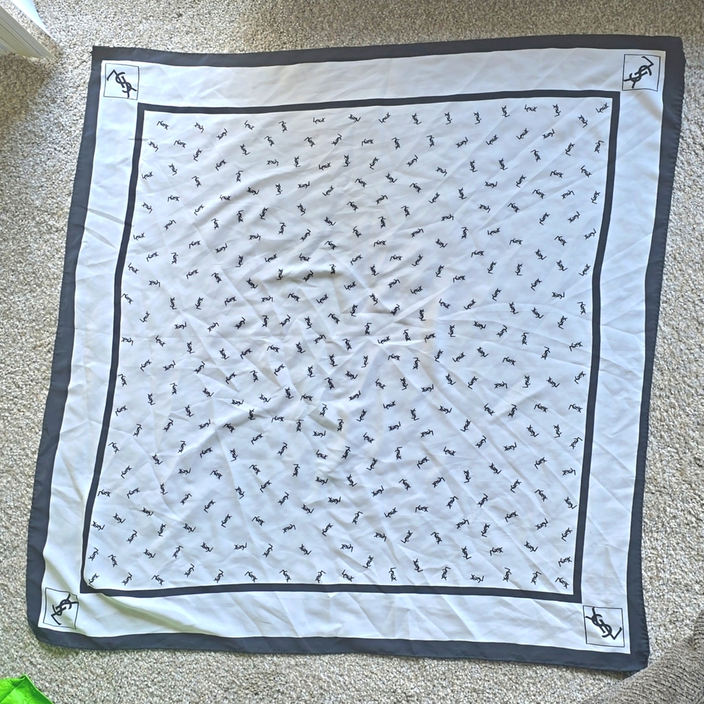 Authentic YSL Navy Blue/Cream Scarf